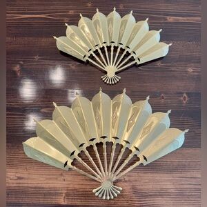 Vintage Home Interiors Brass Fan Wall Art Set of 2